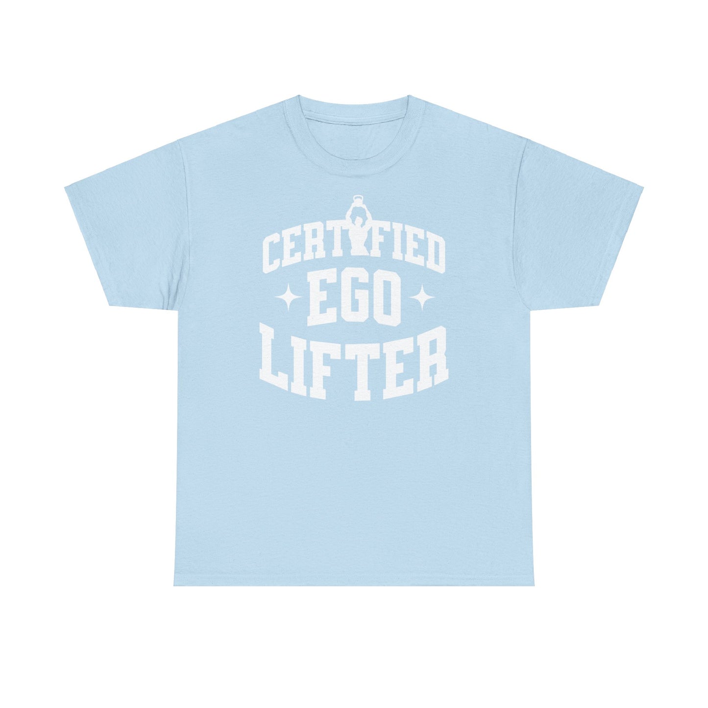Entdecke unser selbstbewusstes T-Shirt mit dem Schriftzug "Certified Ego Lifter". Perfekt für Fitness-Enthusiasten und alle, die nach Motivation suchen. Hergestellt aus hochwertiger Baumwolle für ultimativen Komfort während des Trainings. Pump Cover Gym, für Massephase Bulking Season. Gym gift Tshirt for gymrat